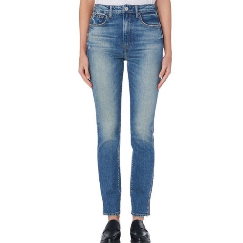 Trave Lawson Denim High Waisted Mid Wash Slim Full Length